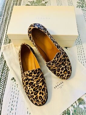 Sézane Andrea Loafers in Leopard Calf Hair